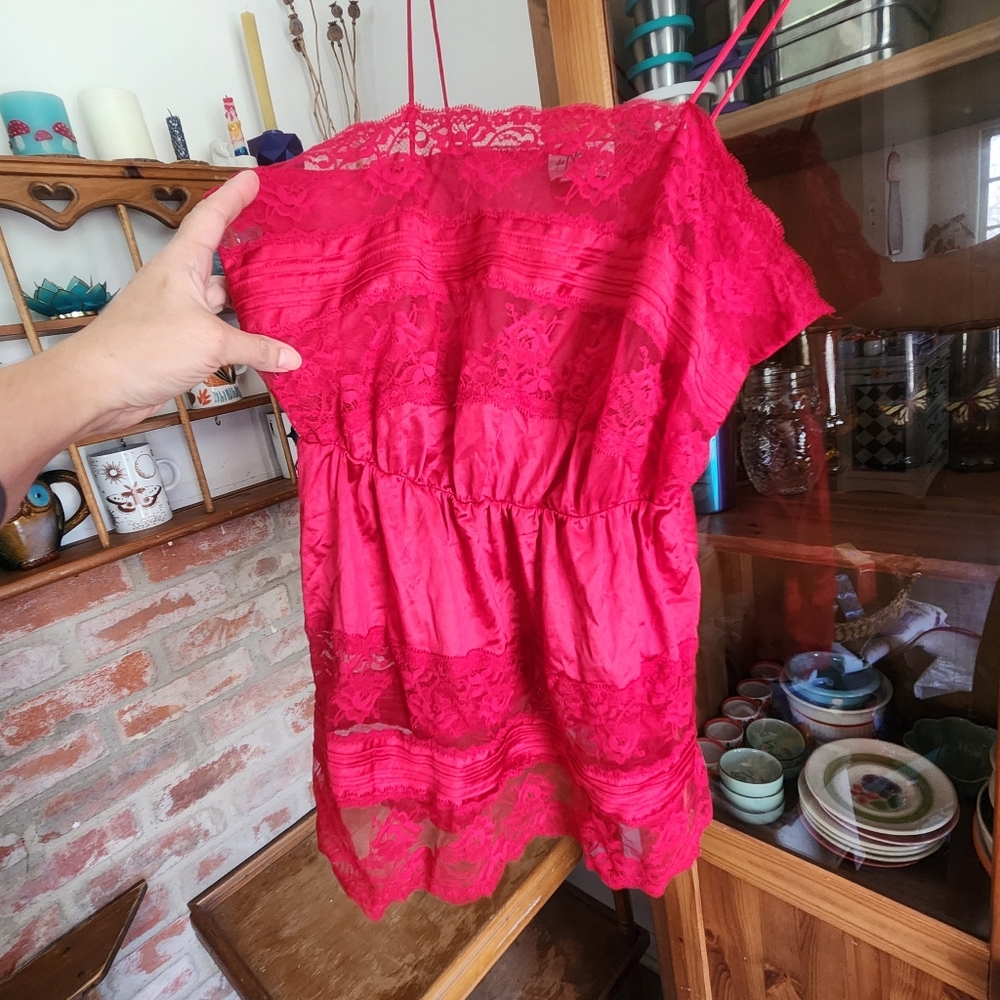 Vintage 80s Red Camisole Chemise